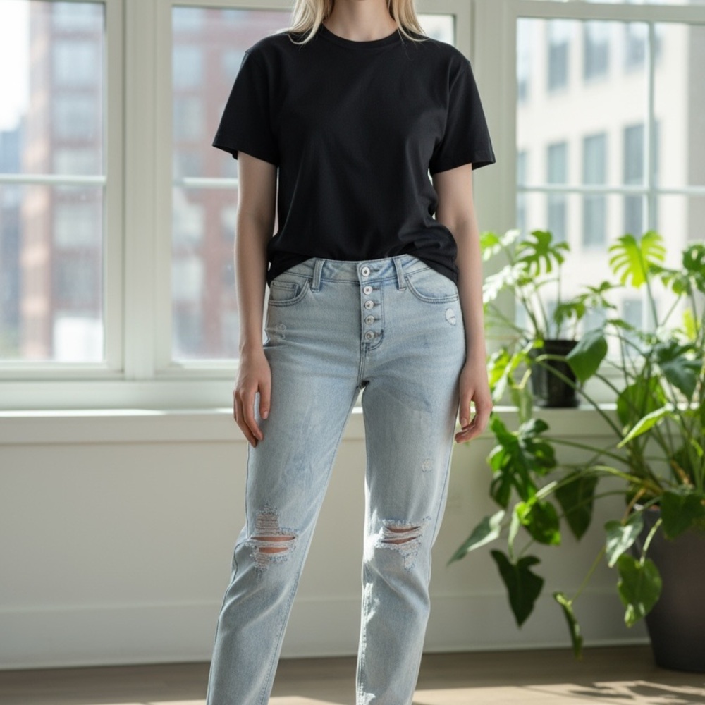 True Craft Light Blue Straight Leg Jeans